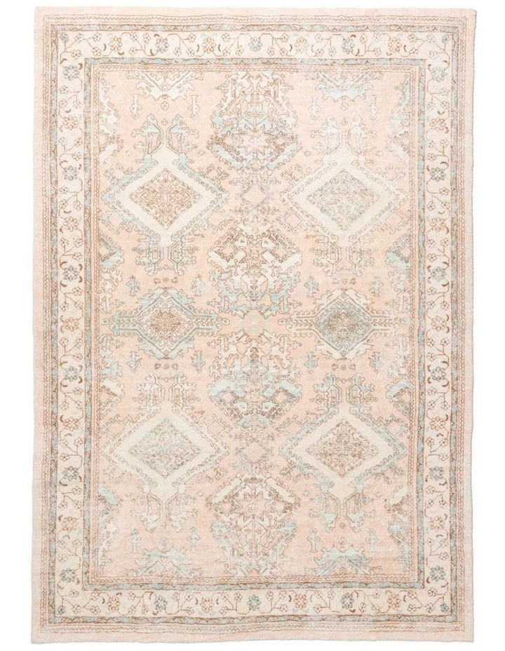 MISS AMARA  EDWINA PEACH AND BLUE DISTRESSED WASHABLE RUG image 1