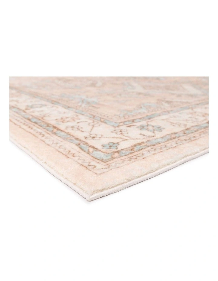 MISS AMARA  EDWINA PEACH AND BLUE DISTRESSED WASHABLE RUG image 2