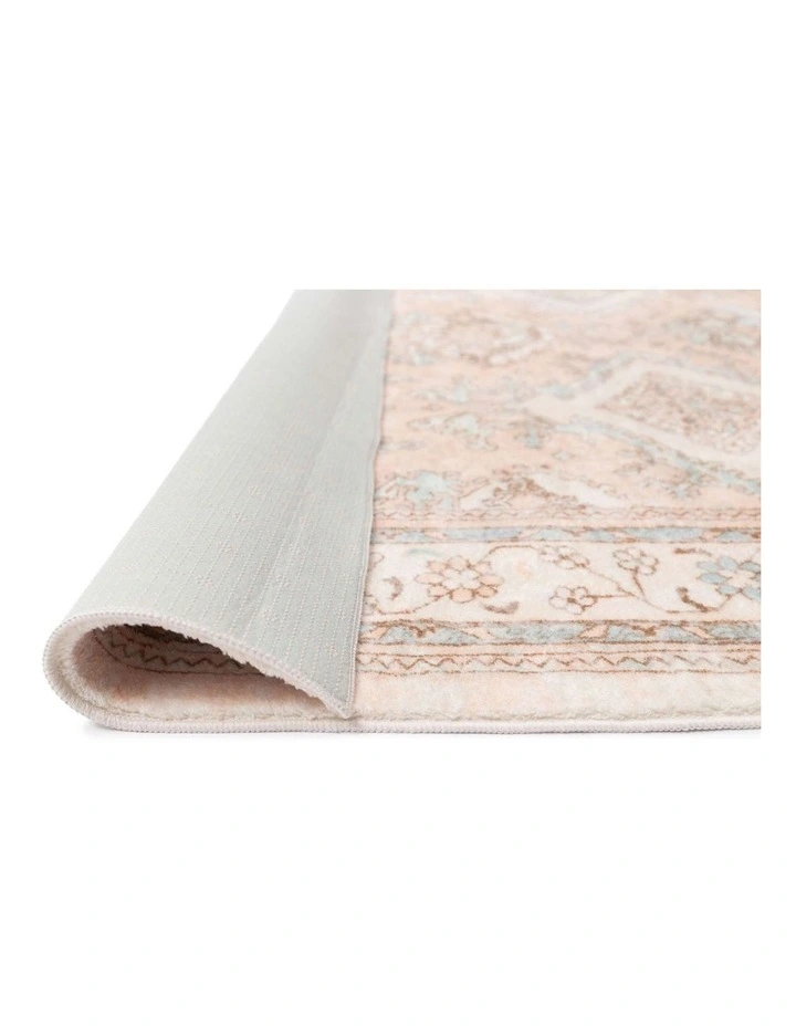 MISS AMARA  EDWINA PEACH AND BLUE DISTRESSED WASHABLE RUG image 3