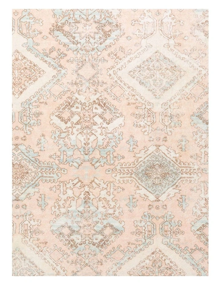 MISS AMARA  EDWINA PEACH AND BLUE DISTRESSED WASHABLE RUG image 5
