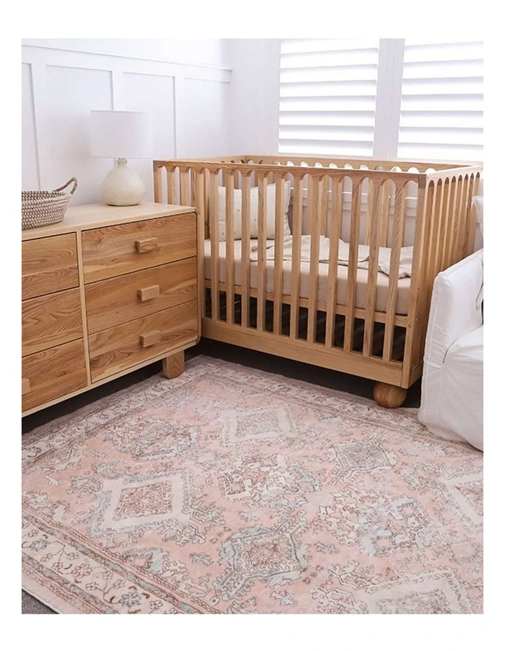 MISS AMARA  EDWINA PEACH AND BLUE DISTRESSED WASHABLE RUG image 7
