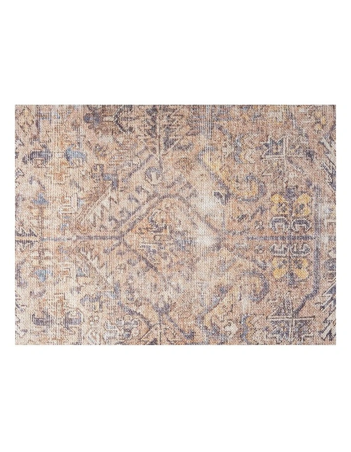 MISS AMARA ANYEL BROWN AND BLUE TRADITIONAL DISTRESSED WASHABLE RUNNER RUG image 5