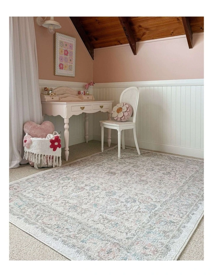 MISS AMARA  MELROSE CREAM AND PINK TRADITIONAL RUG image 6