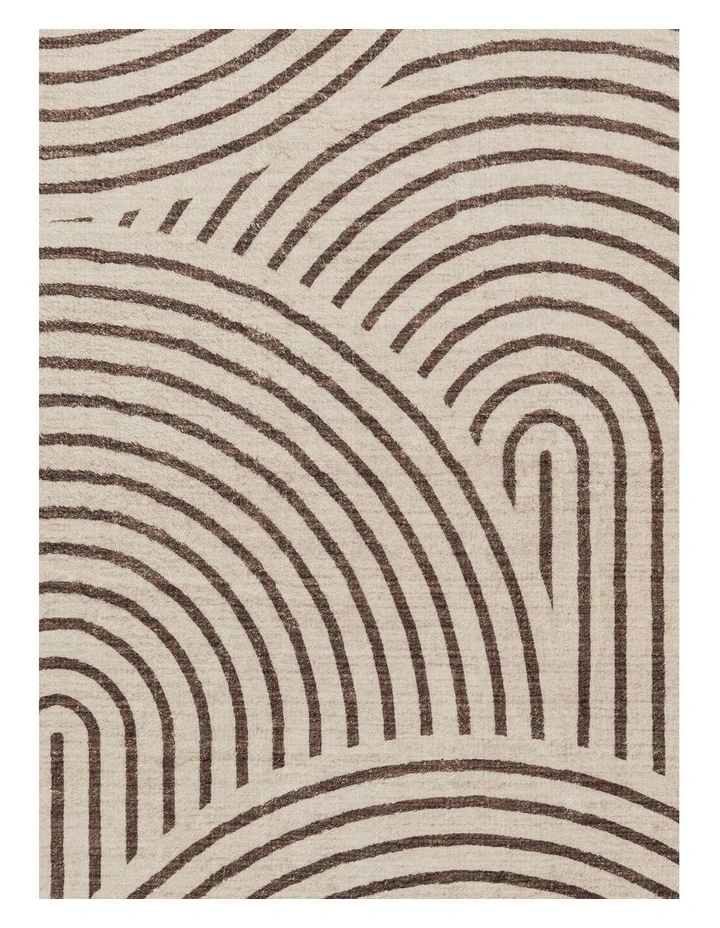 LOOPSIE  CORINTH DARK BROWN AND CREAM ARCH WASHABLE RUG image 5