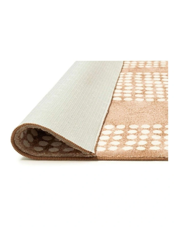 MISS AMARA  JONI BEIGE CREAM DOT PATTERN WASHABLE RUG image 3