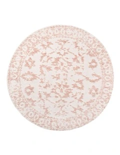 MISS AMARA ARIA PINK AND IVORY FLORAL TRANSITIONAL ROUND RUG