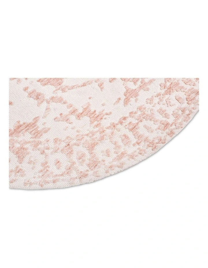 MISS AMARA  ARIA PINK AND IVORY FLORAL TRANSITIONAL ROUND RUG image 2