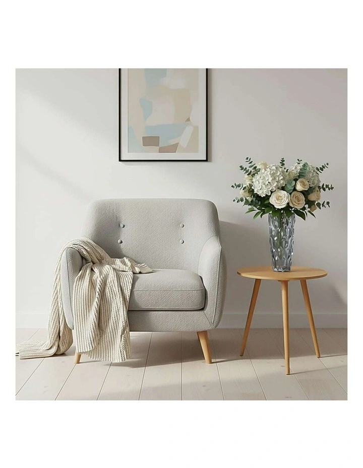 SOGA Home & Living Bundle  Walnut Side Coffee Table & Grey Glass Vase for Modern Home Decor image 3