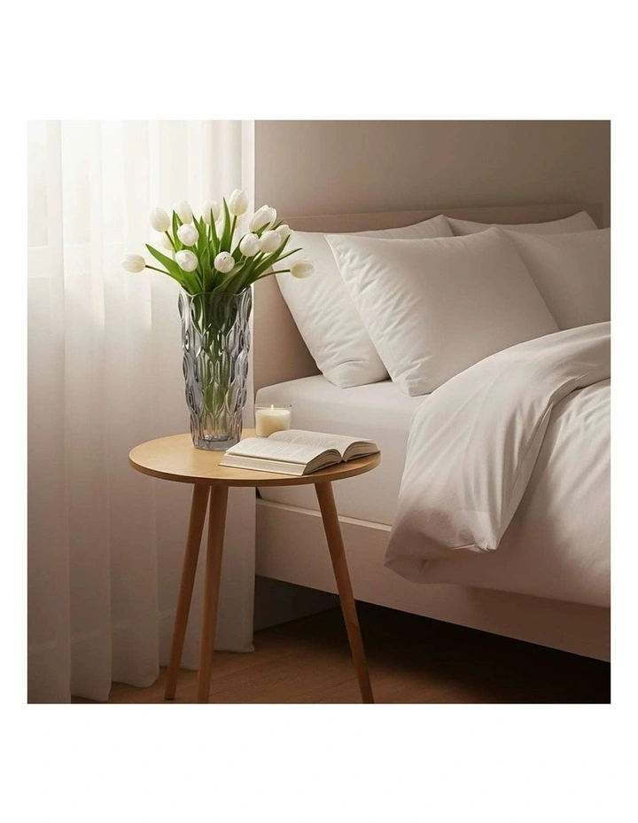SOGA Home & Living Bundle  Walnut Side Coffee Table & Grey Glass Vase for Modern Home Decor image 4