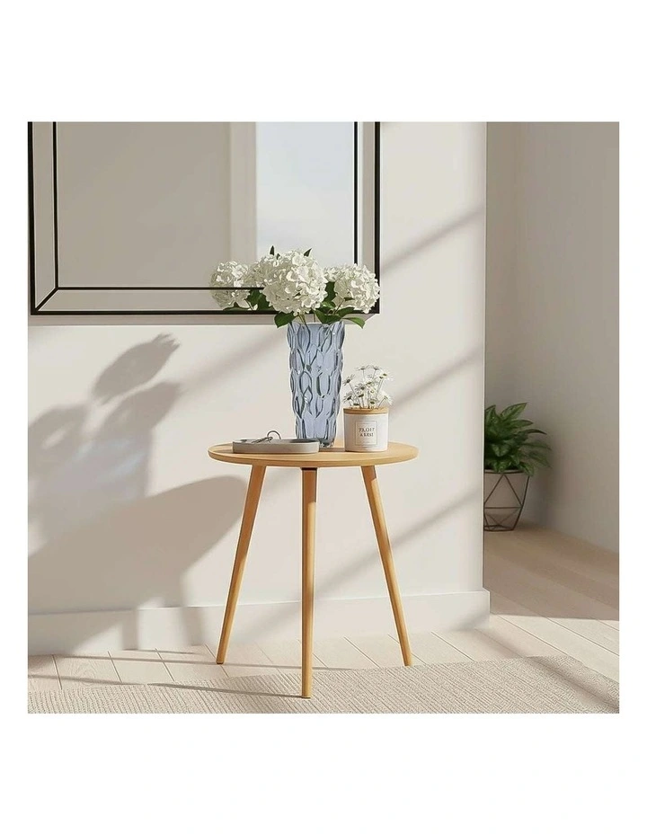 SOGA Home & Living Bundle  Walnut Side Coffee Table & Grey Glass Vase for Modern Home Decor image 5