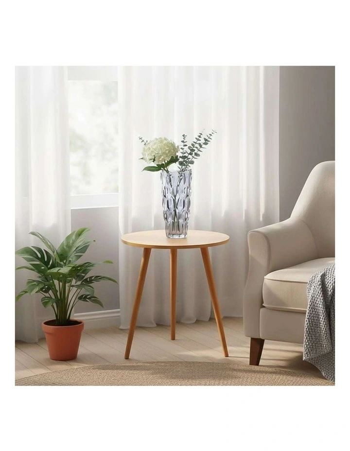 SOGA Home & Living Bundle  Walnut Side Coffee Table & Grey Glass Vase for Modern Home Decor image 6