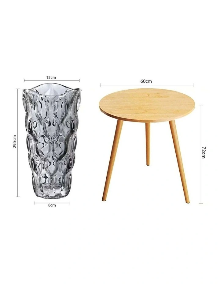 SOGA Home & Living Bundle  Walnut Side Coffee Table & Grey Glass Vase for Modern Home Decor image 7
