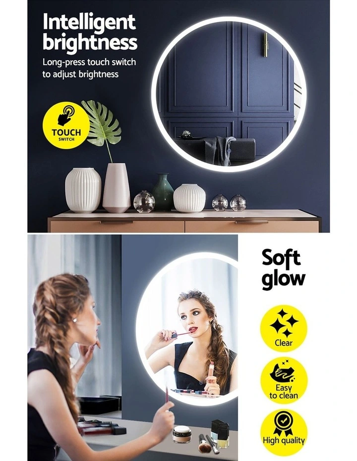 Embellir 2 Wall Mirror 80cm with Led light Makeup Home Decor Bathroom Round Vanity image 7
