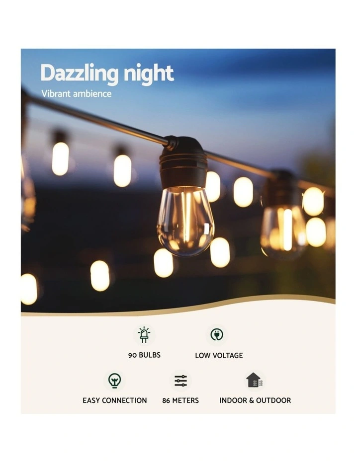 86m Solar Festoon Lights Outdoor LED String Light Christmas Party Decorations image 5