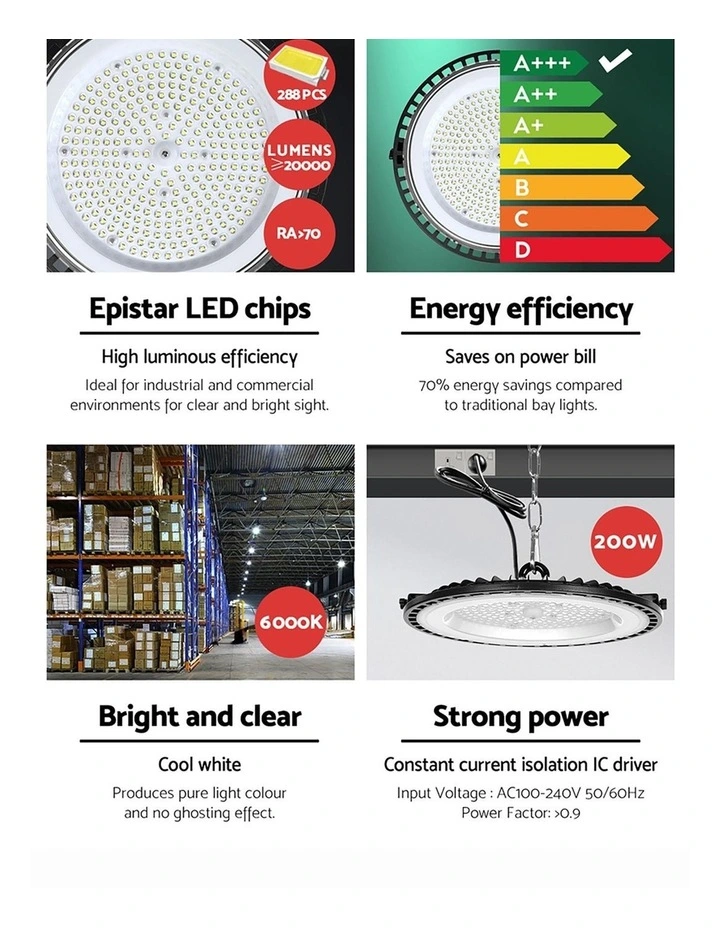 Leier High Bay Light LED 200W Industrial Lamp Workshop Warehouse Factory Lights image 6