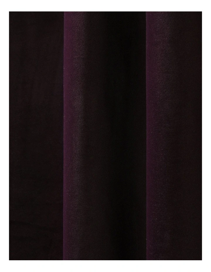 Cadence & Co. Byron Matte Velvet 100% Blockout Eyelet Curtains Twin Pack in Aubergine image 3