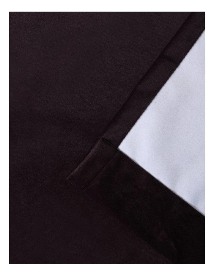 Cadence & Co. Byron Matte Velvet 100% Blockout Eyelet Curtains Twin Pack in Aubergine image 4