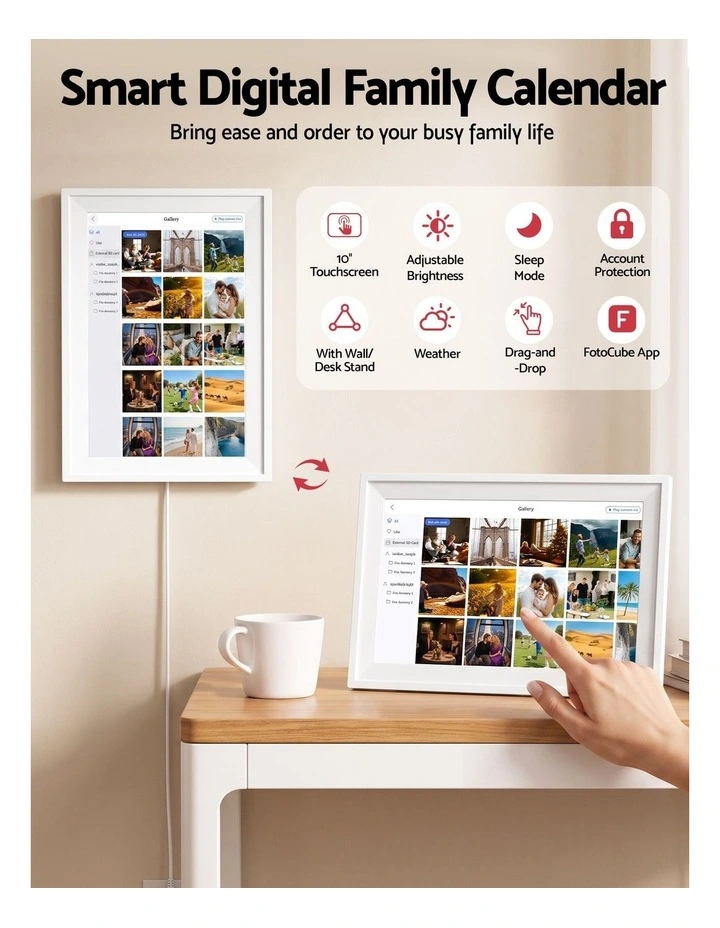 Artiss 10 Digital Calendar Planner Smart Photo Frame Family Chore Chart & Sync image 4