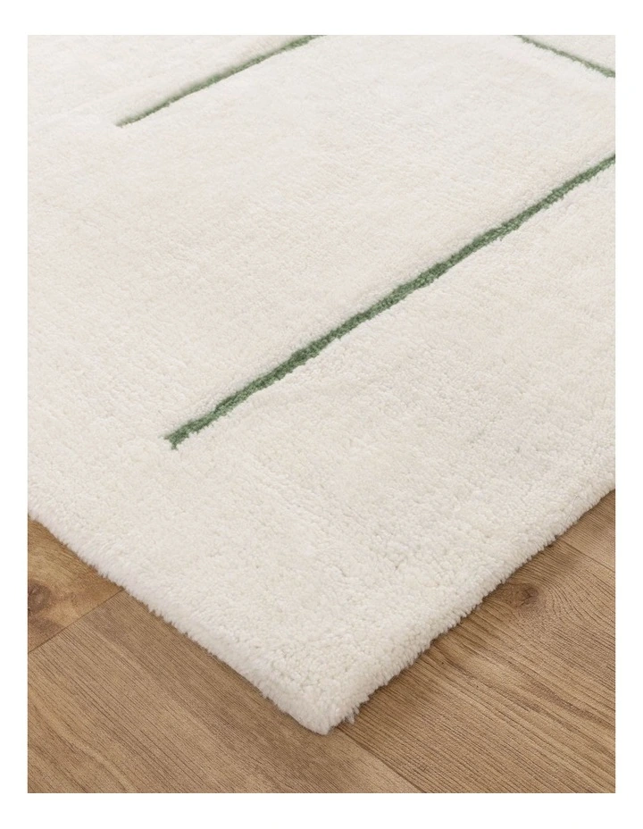 Highlands Abstract Olive Lines Washable Wool Rug image 2