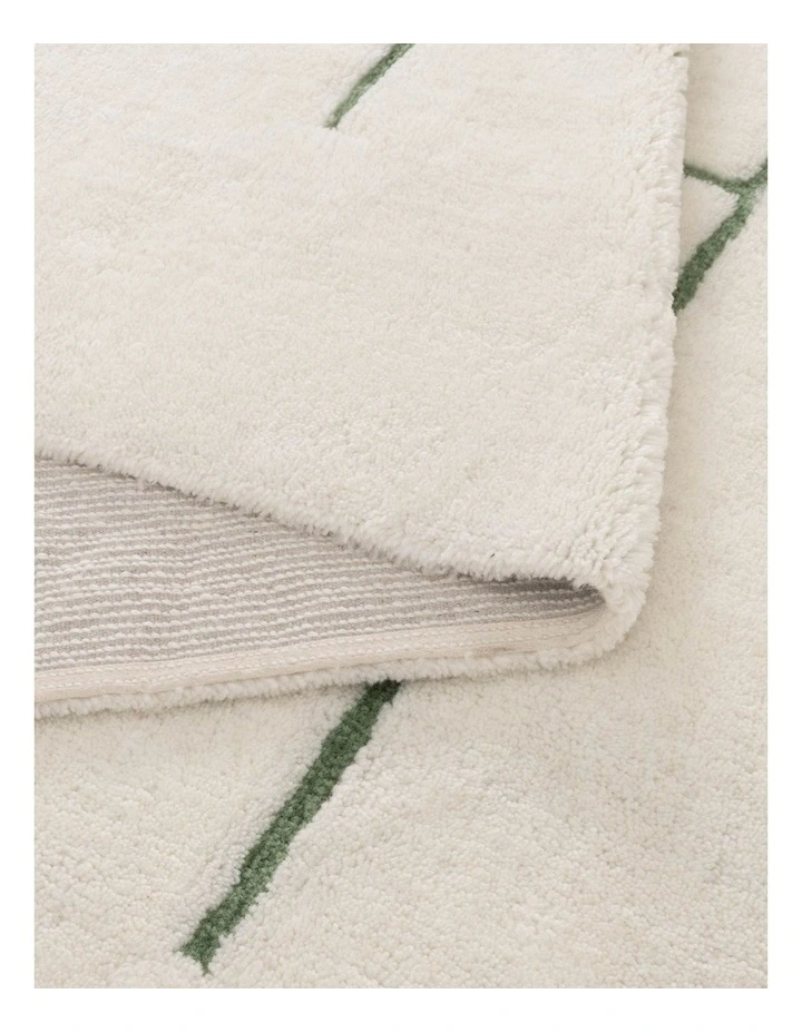 Highlands Abstract Olive Lines Washable Wool Rug image 3