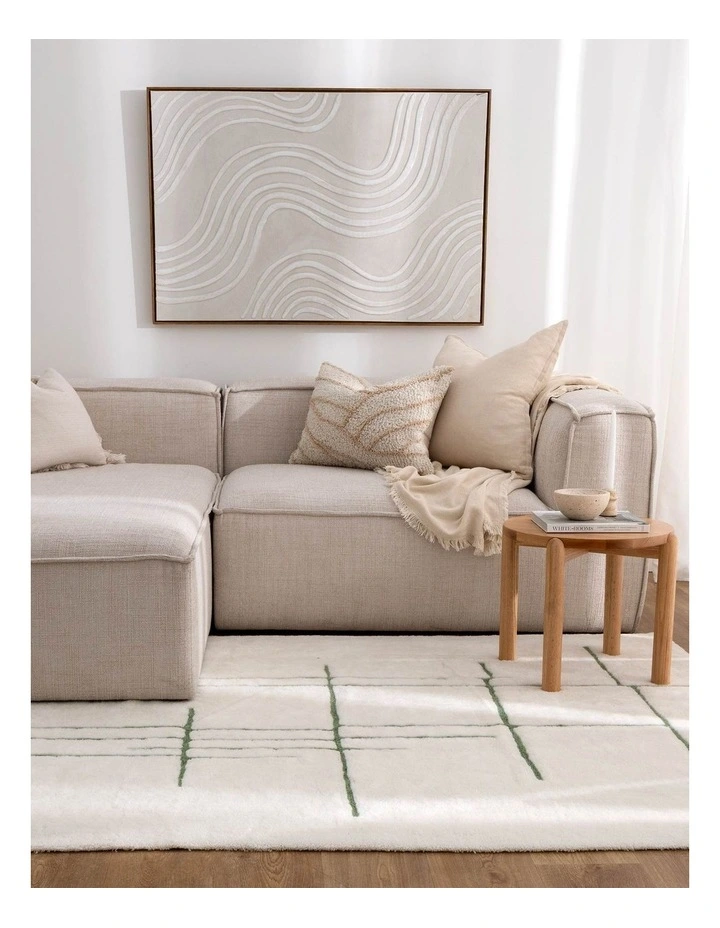 Highlands Abstract Olive Lines Washable Wool Rug image 4