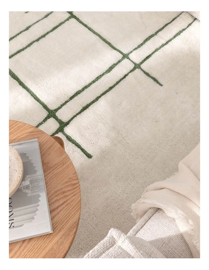 Highlands Abstract Olive Lines Washable Wool Rug image 5