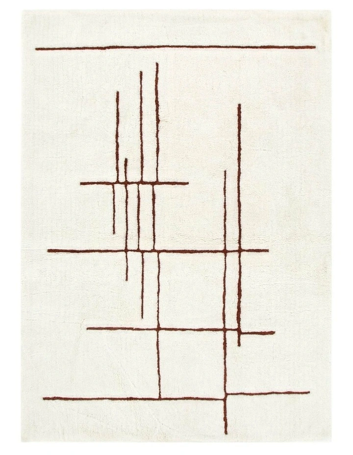 Highlands Abstract Terracotta Lines Washable Wool Rug image 1