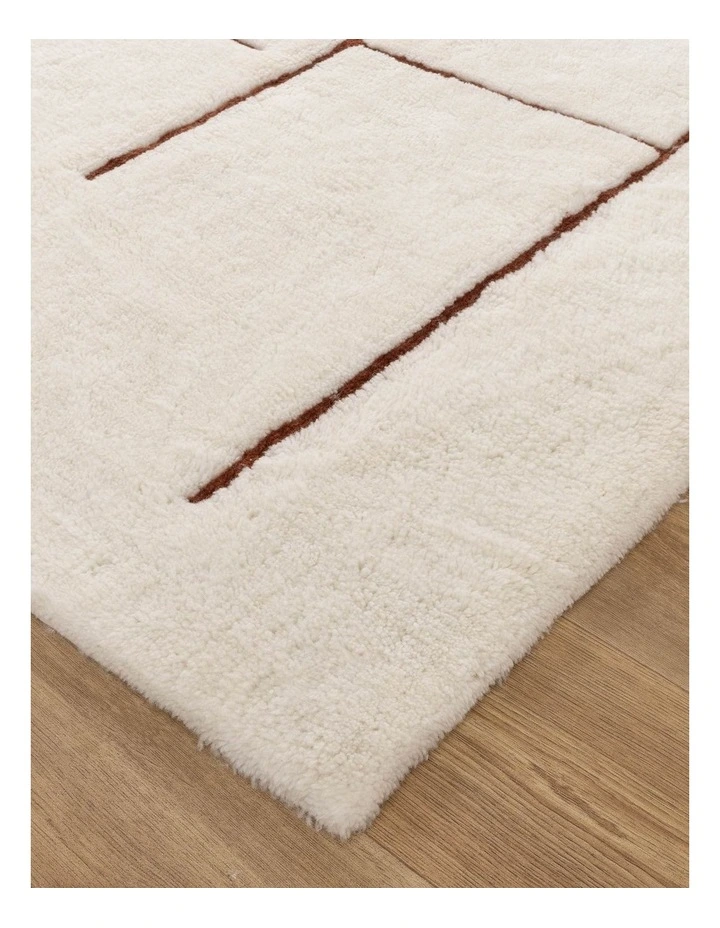 Highlands Abstract Terracotta Lines Washable Wool Rug image 2