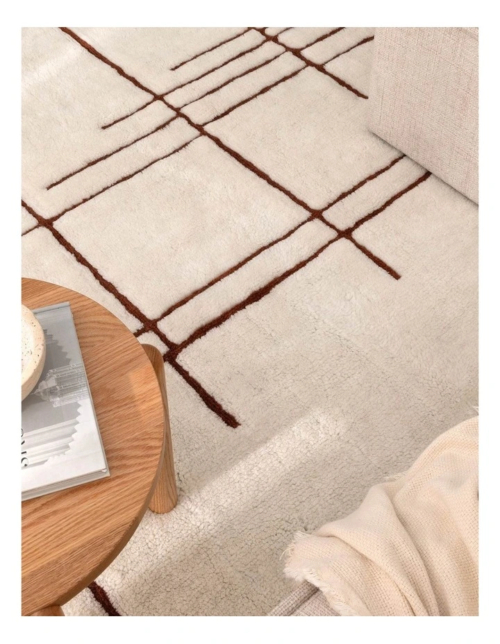 Highlands Abstract Terracotta Lines Washable Wool Rug image 5