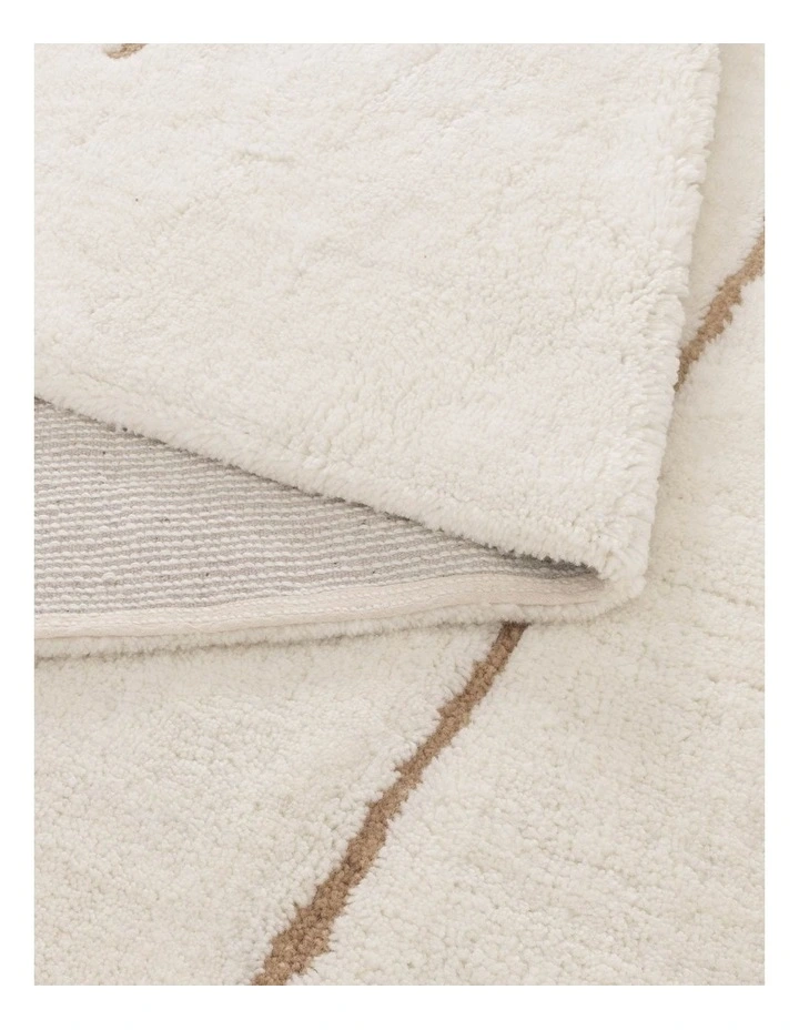 Highlands Abstract Beige Lines Washable Wool Rug image 3