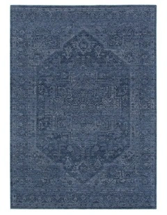 Heritage Distressed Medallion Blue Rug - H104