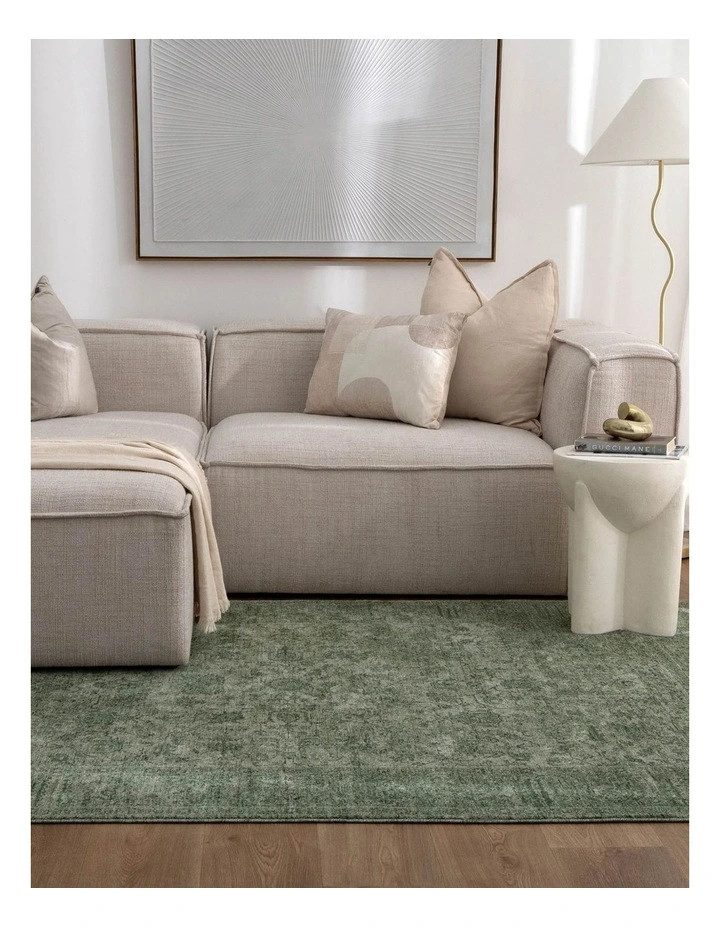 Heritage Distressed Border Green Rug - H107 image 4