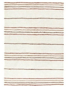 Highlands Terracotta Stripe Washable Wool Rug