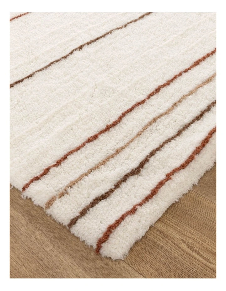 Highlands Terracotta Stripe Washable Wool Rug image 2