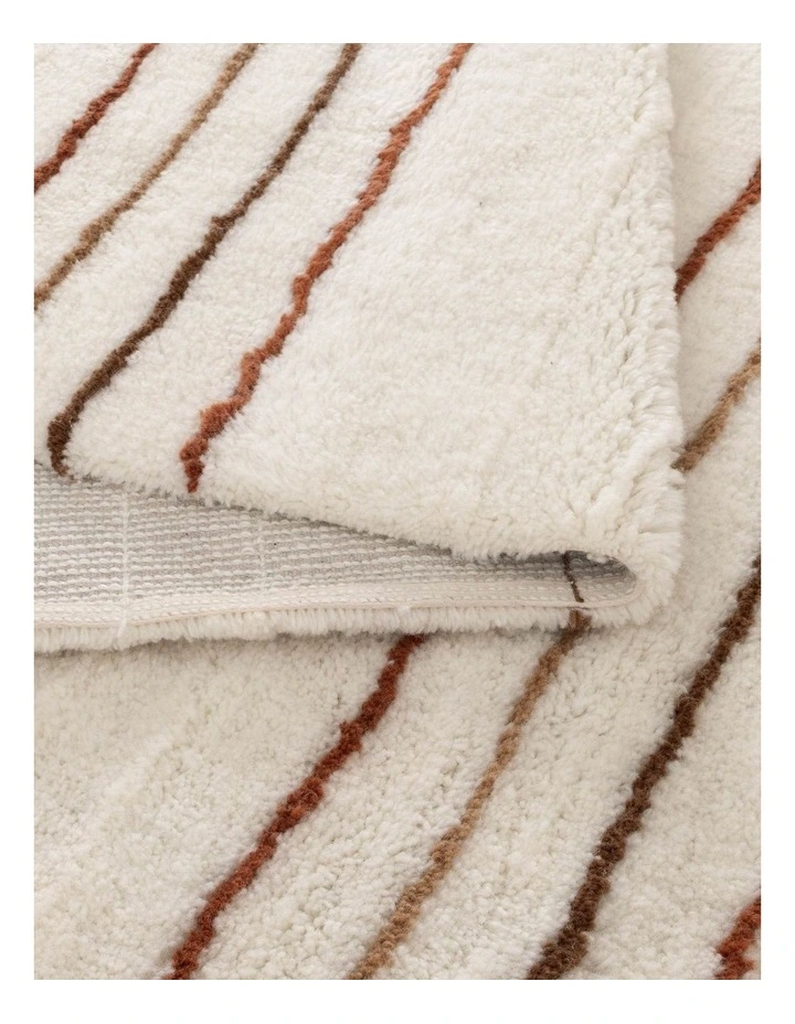 Highlands Terracotta Stripe Washable Wool Rug image 3