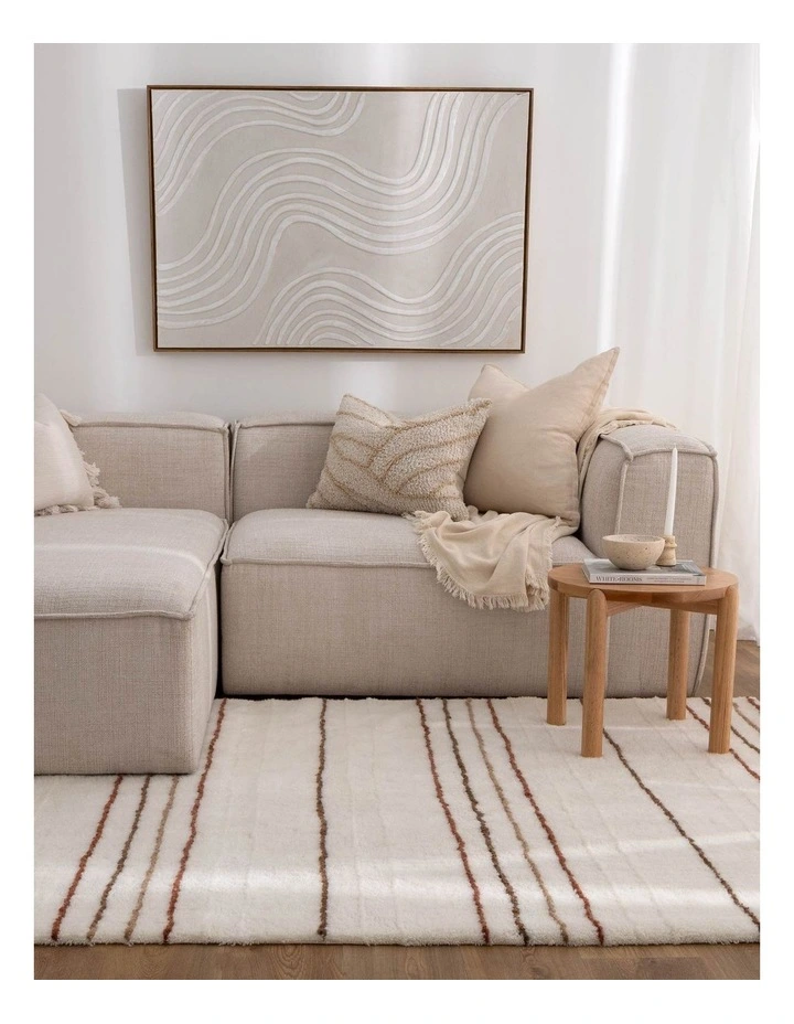 Highlands Terracotta Stripe Washable Wool Rug image 4