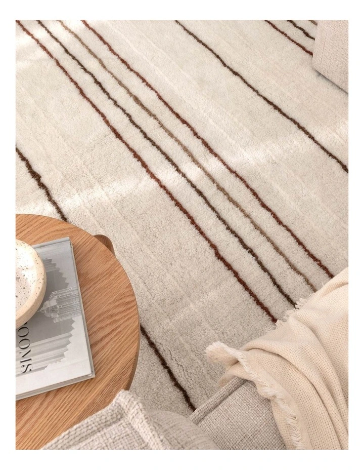 Highlands Terracotta Stripe Washable Wool Rug image 5
