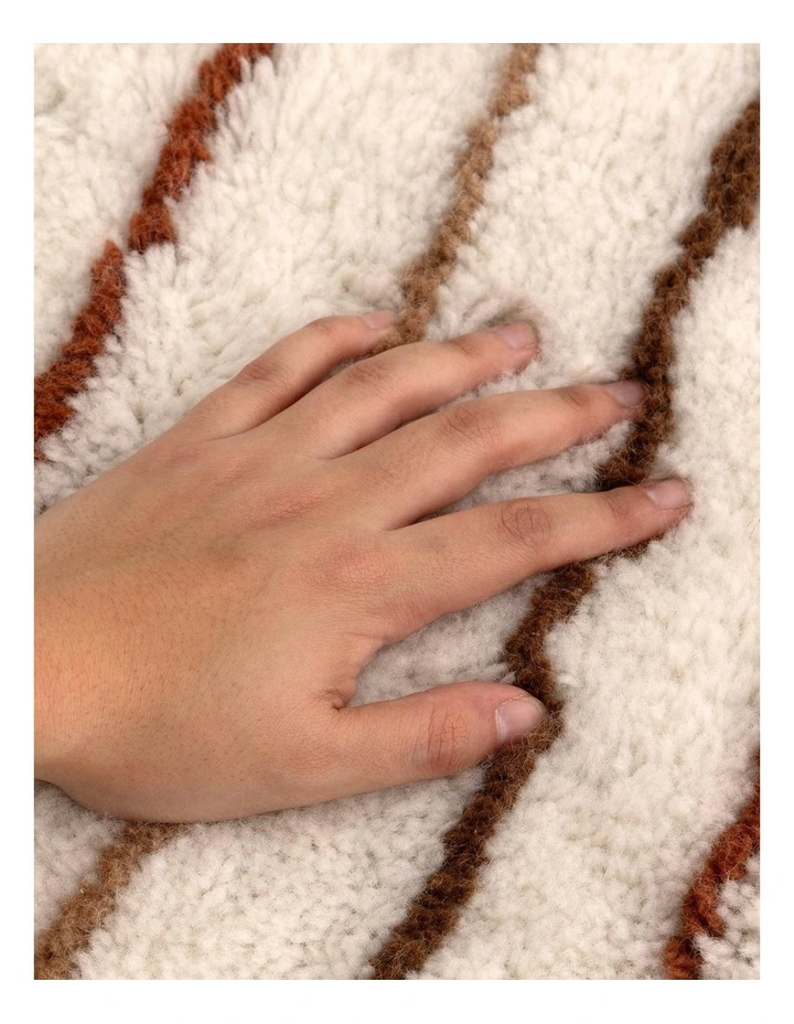 Highlands Terracotta Stripe Washable Wool Rug image 6