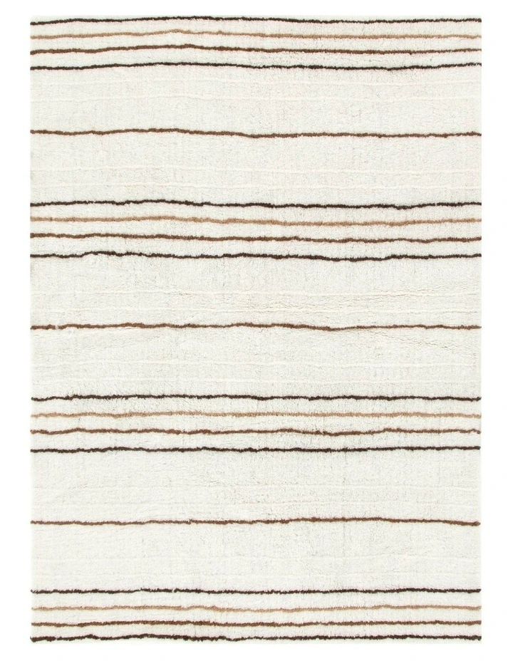 Highlands Beige Stripe Washable Wool Rug image 1