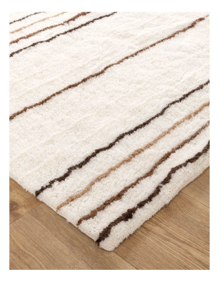 Highlands Beige Stripe Washable Wool Rug image 2