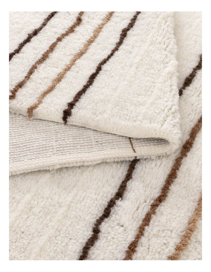Highlands Beige Stripe Washable Wool Rug image 3