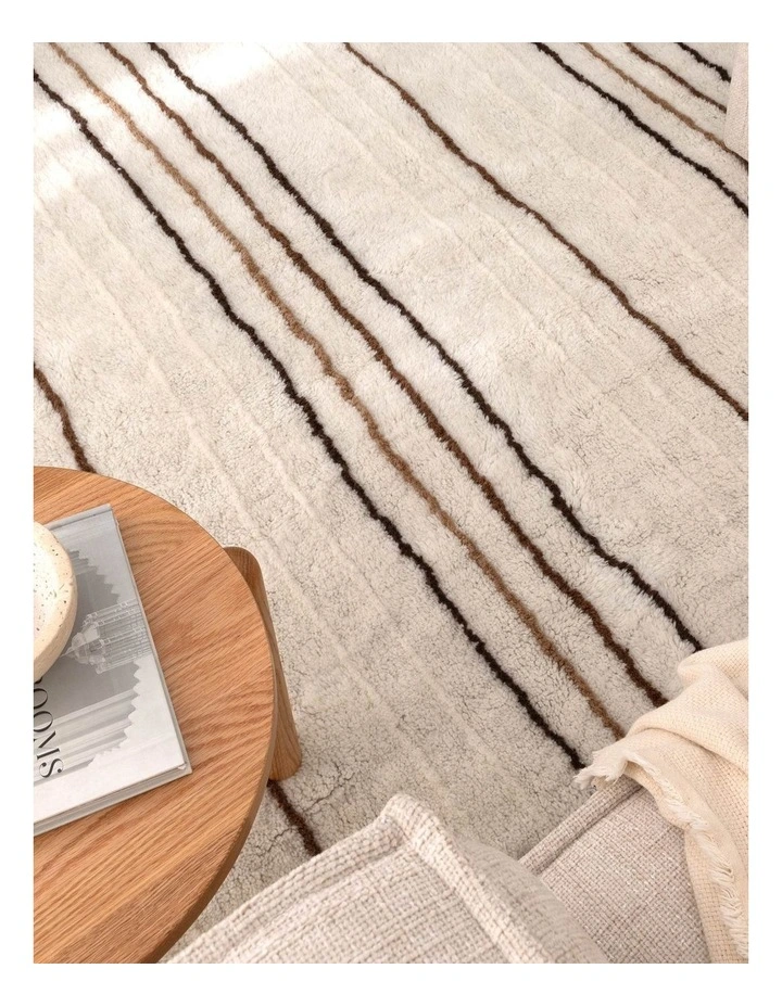 Highlands Beige Stripe Washable Wool Rug image 5