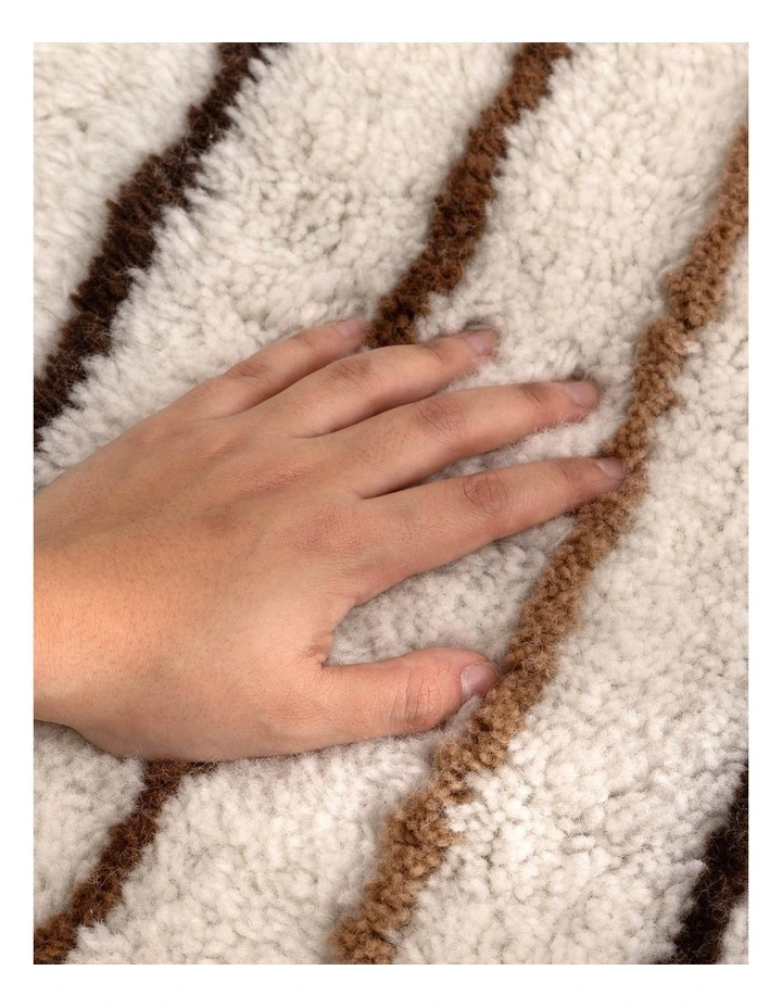 Highlands Beige Stripe Washable Wool Rug image 6