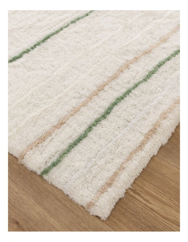 Highlands Olive Stripe Washable Wool Rug image 2
