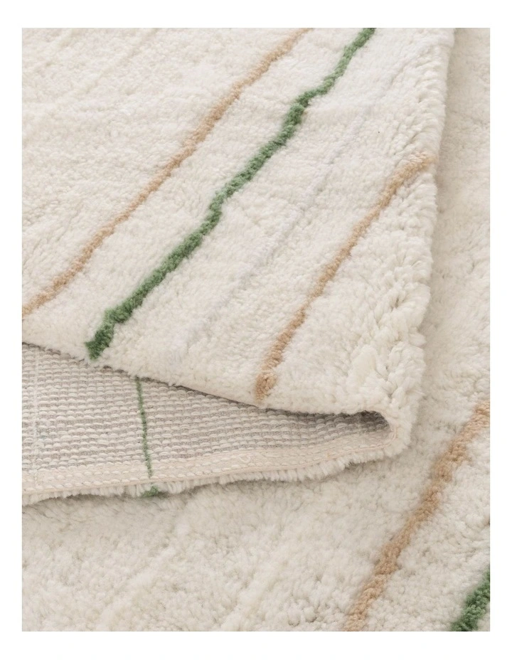 Highlands Olive Stripe Washable Wool Rug image 3