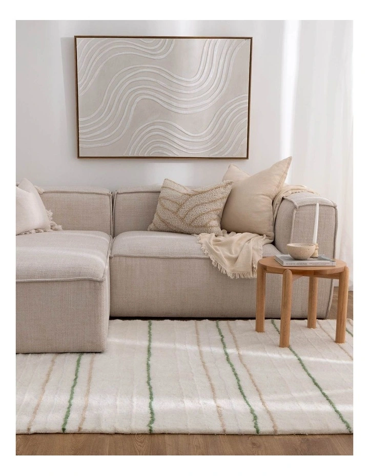 Highlands Olive Stripe Washable Wool Rug image 4