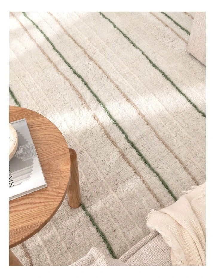 Highlands Olive Stripe Washable Wool Rug image 5