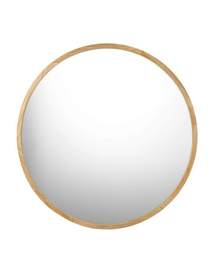 Oikiture Wall Mirrors Round 70cm Makeup Mirror Vanity Home Decor Wooden image 2