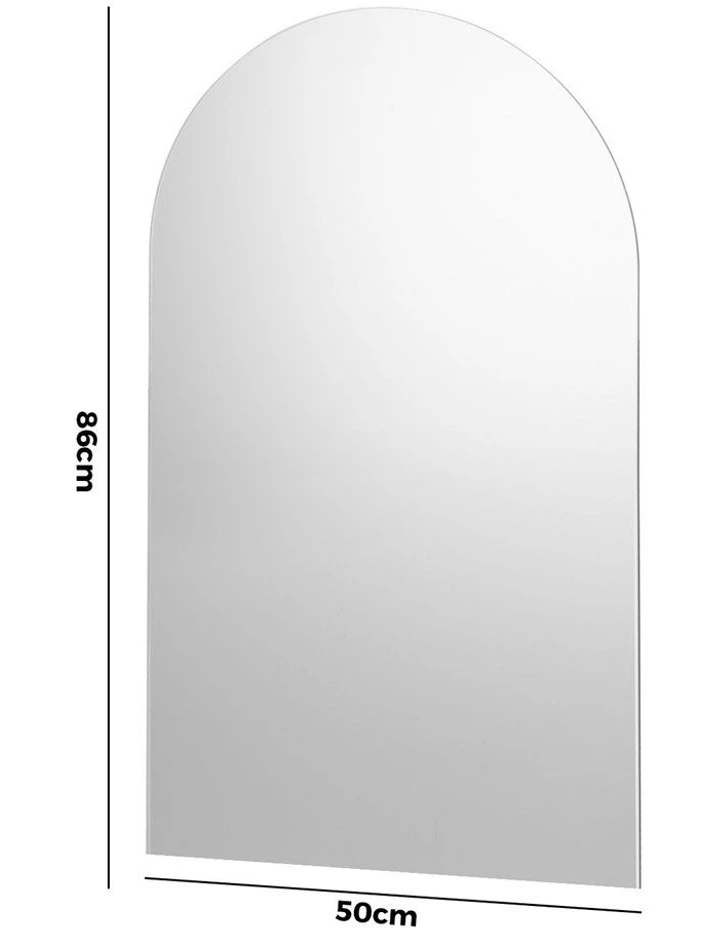 Oikiture Wall Mirrors 86x50cm Arched Makeup Mirror Bathroom Frameless image 3