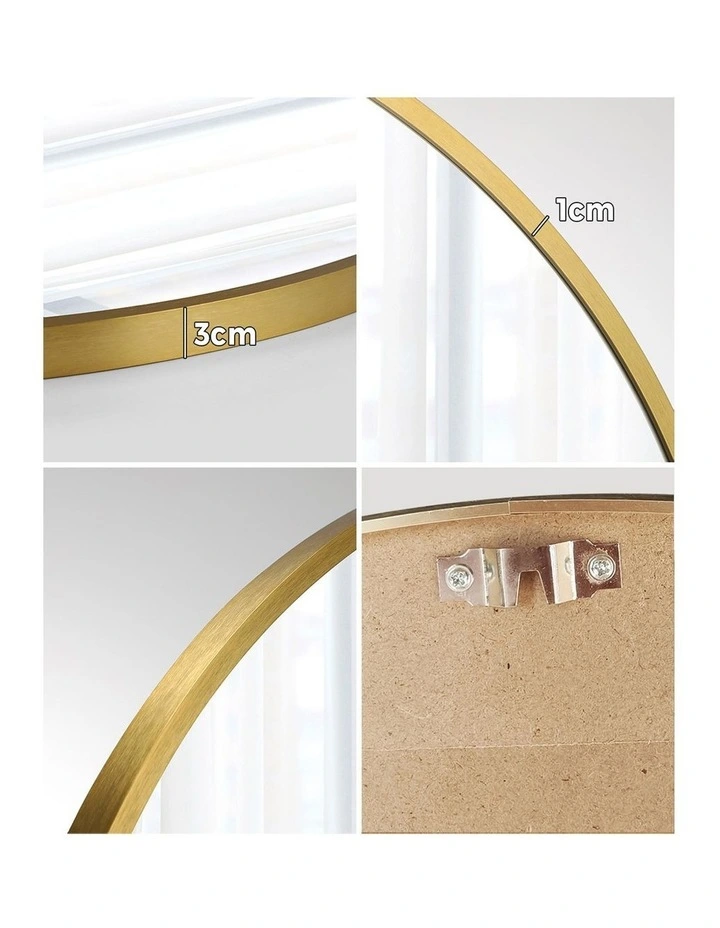 Oikiture Wall Mirrors Round Makeup Mirror Vanity Home Decorative Gold 80cm image 6